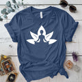 Lotus Meditation T Shirt Indigo Blue Mockup