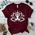 Male Yoga Symbol T Shirt Maroon Mockup