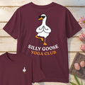 Silly Goose Yoga Club T-Shirt Mockup maroon