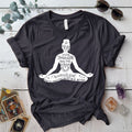 Meditation Pose Motivational T Shirt Dark Heather Grey Mockup