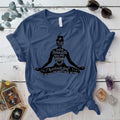 Meditation Pose Motivational T Shirt Indigo Blue Mockup