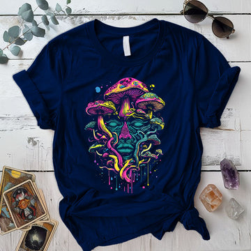 Mushroom Face T Shirt Navy Mockup