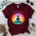 Namaste Chakra Mandala T Shirt Maroon Mockup