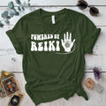 Powered By Reiki T Shirt Military Green Mockup