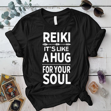 Reiki Its Like A Hug For Your Soul T Shirt Black Mockup