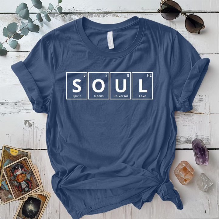 Soul Periodic Table T-Shirt Mockup indigo-blue