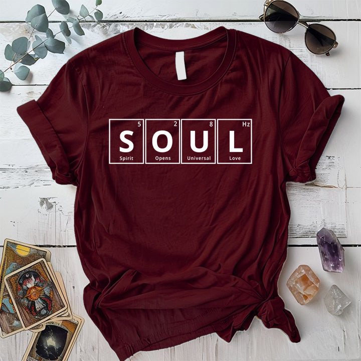 Soul Periodic Table T-Shirt Mockup maroon