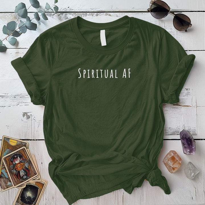 Spiritual Af T Shirt Military Green Mockup