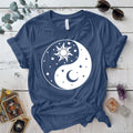 Sun Moon Ying Yang T Shirt Indigo Blue Mockup