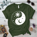 Sun Moon Ying Yang T Shirt Military Green Mockup