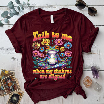 Talk To Me Chakra Frog T Shirt Maroon Mockup