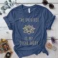 Universe Is My Sugar Daddy T Shirt Indigo Blue Mockup