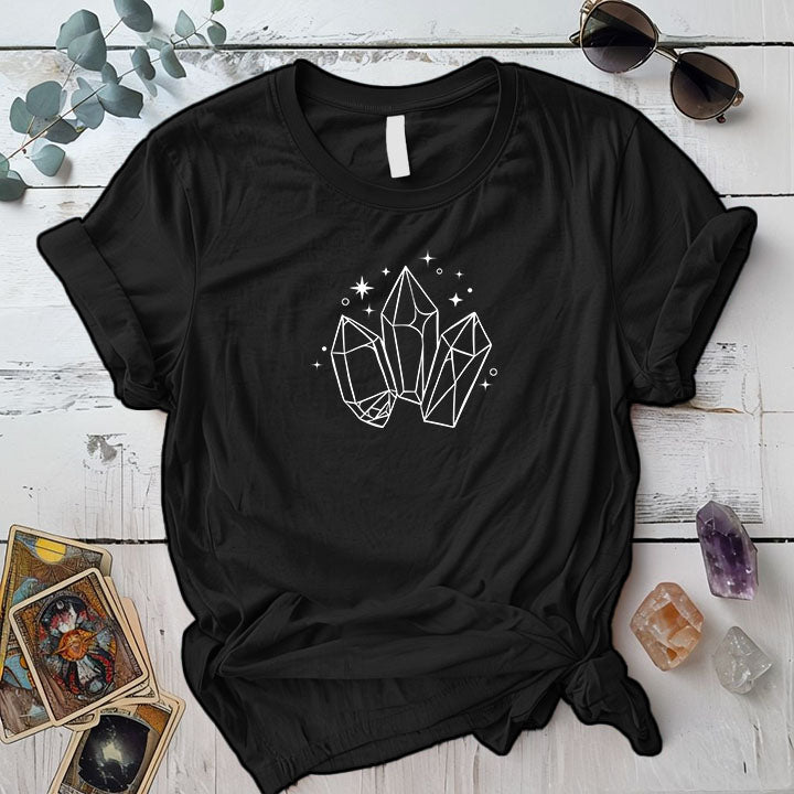 Three Crystals T Shirt Black Mockup