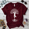 Tree Of Life Pose T Shirt Maroon Mockup