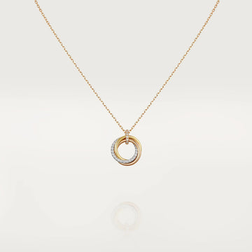 TRINITY NECKLACE SILVER GOLD PINK GOLD DIAMONDS