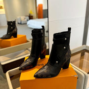 LV Trinity Ankle Boot 75mm Black Mix Dark Brown Monogram Calfskin