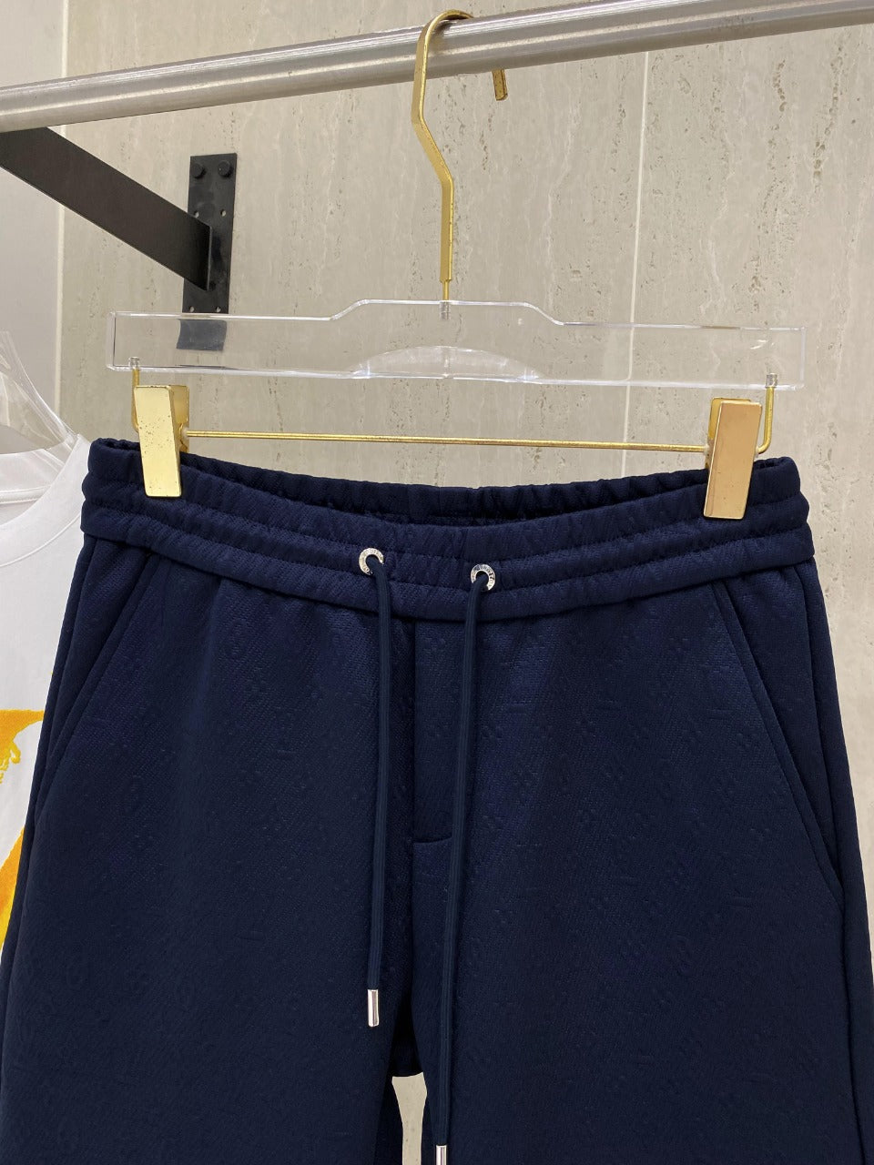LV CASUAL SHORTS NAVY BLUE COTTON STRETCH FABRIC 239611