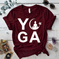Yoga T-Shirt Mockup Maroon