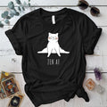 Zen Cat Split T Shirt Black Mockup
